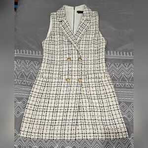 Alice + Olivia Black and White Tweed Mini Dress